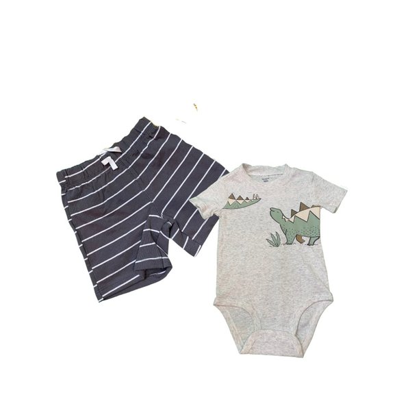 Carter’s Baby 4-Piece Outfit Set | Dinosaur Overall Bodysuits, Shorts & T-Shirt - Picture 6 of 7